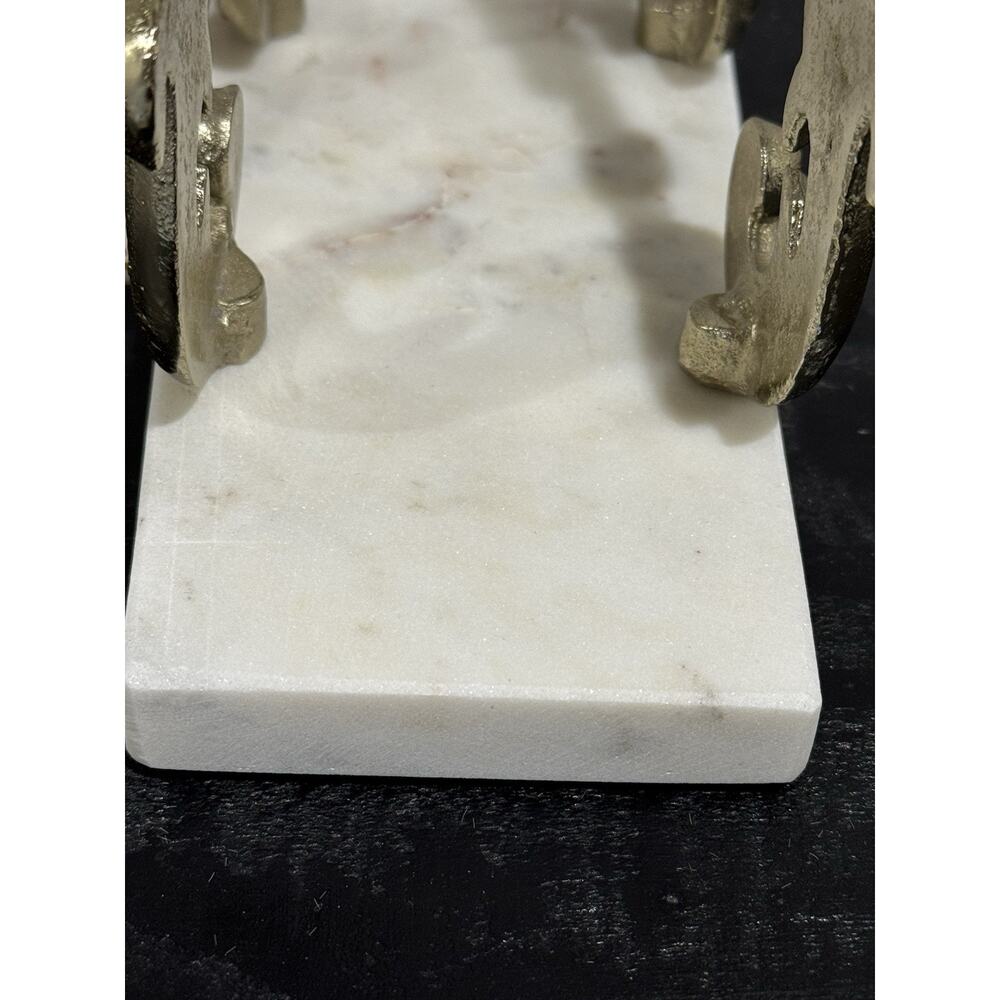 Made In India Ornate Gold Napkin Holder White Faux Marble Base Kitchen Decor - Picture 8 of 12